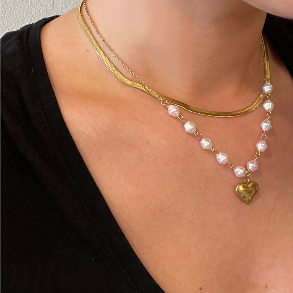 Pearls and Love Necklace